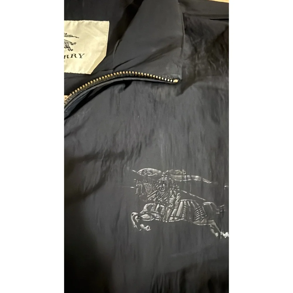 Burberry London Mens Navy Blue Windbreaker Jacket Prorsum Knight Logo XXL